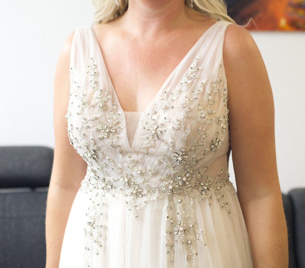 Trouwjurk Maggie sottero mt 42, Ophalen, Trouwjurk, Wit, Maggie sottero