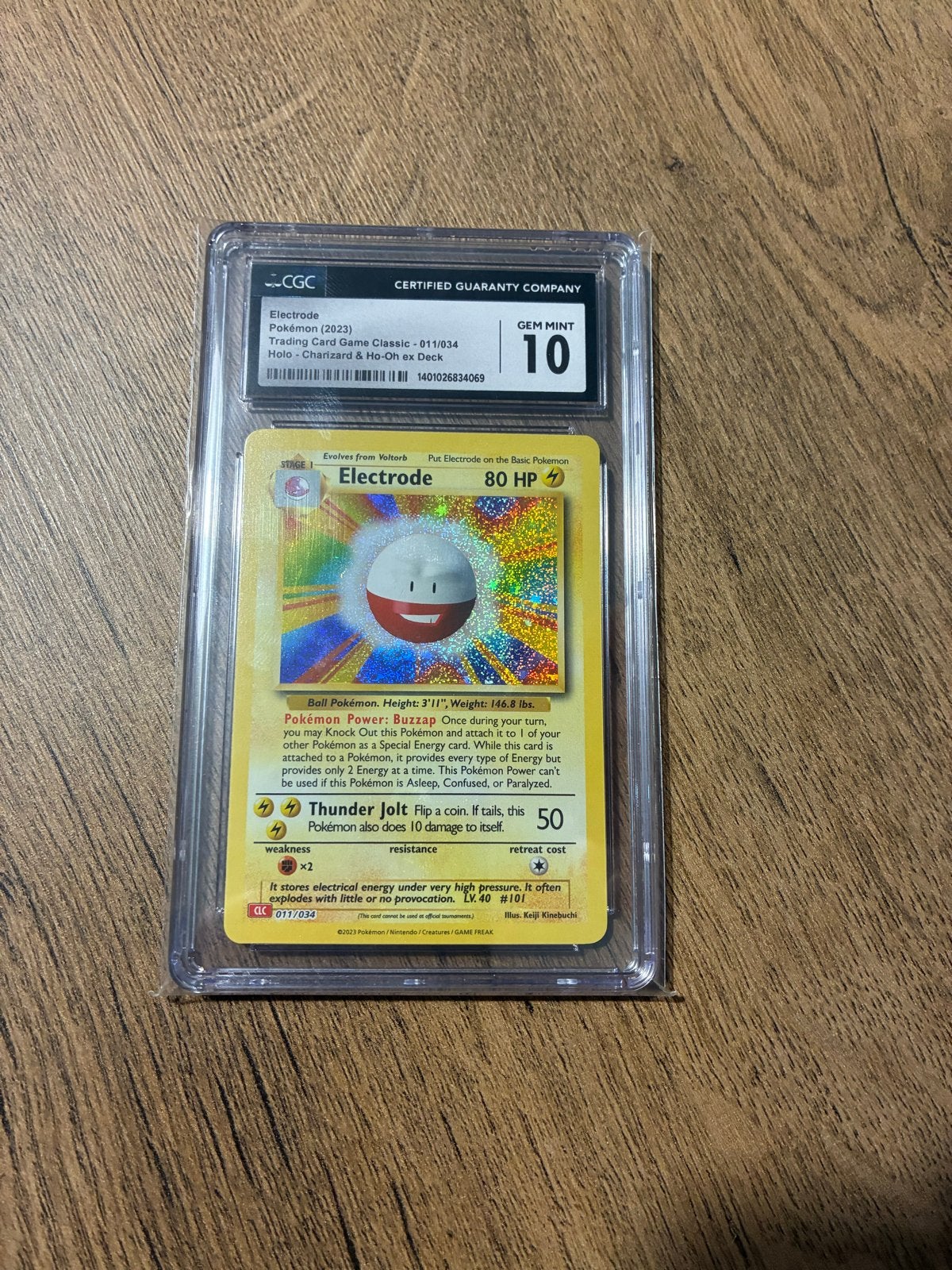 Electrode Holo 011/034 CGC GEM MINT 10 Pokémon Kaart, Ophalen of Verzenden, Nieuw, Losse kaart, Foil