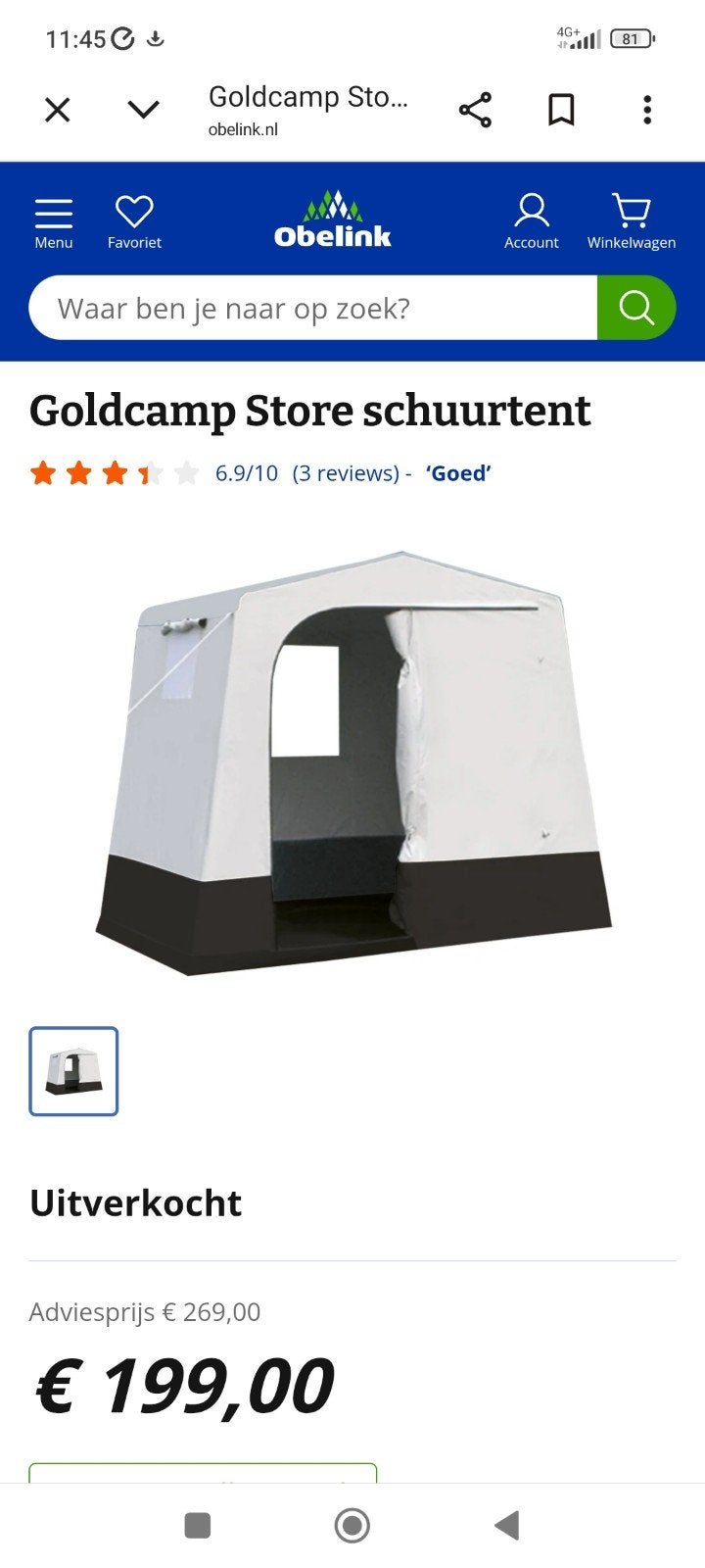 goldcamp store schuurtent, Caravans en Kamperen, Tenten, Ophalen, Gebruikt