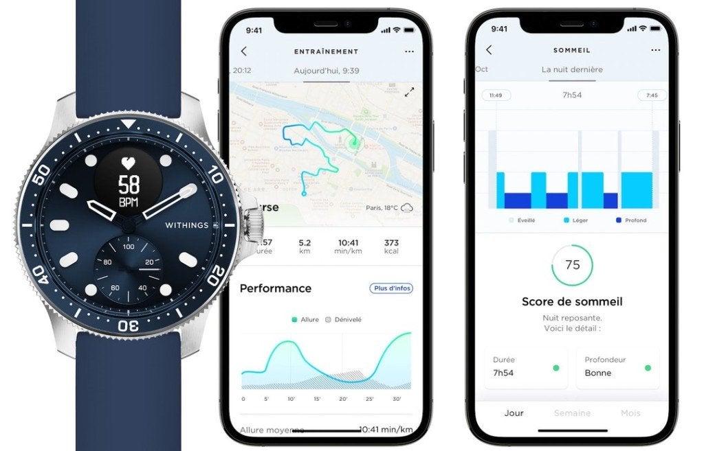 Withings Scanwatch Horizon | Hybride Smartwatch incl. doos, Withings, Ophalen of Verzenden, Zo goed als nieuw, Waterdicht