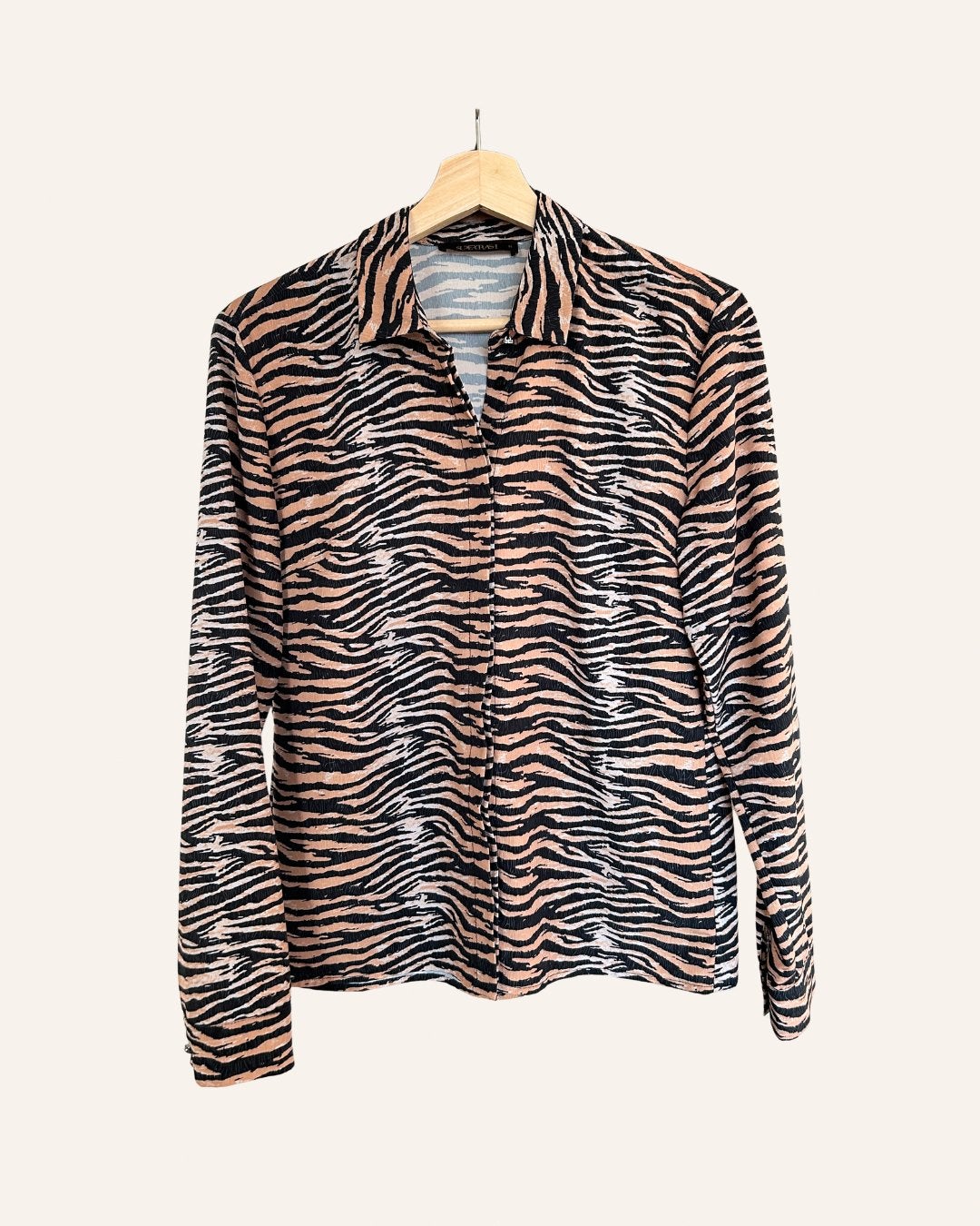SuperTrash blouse maat 36/S – camel zwarte tijgerprint, Ophalen of Verzenden, Zo goed als nieuw, Maat 36 (S), Bruin