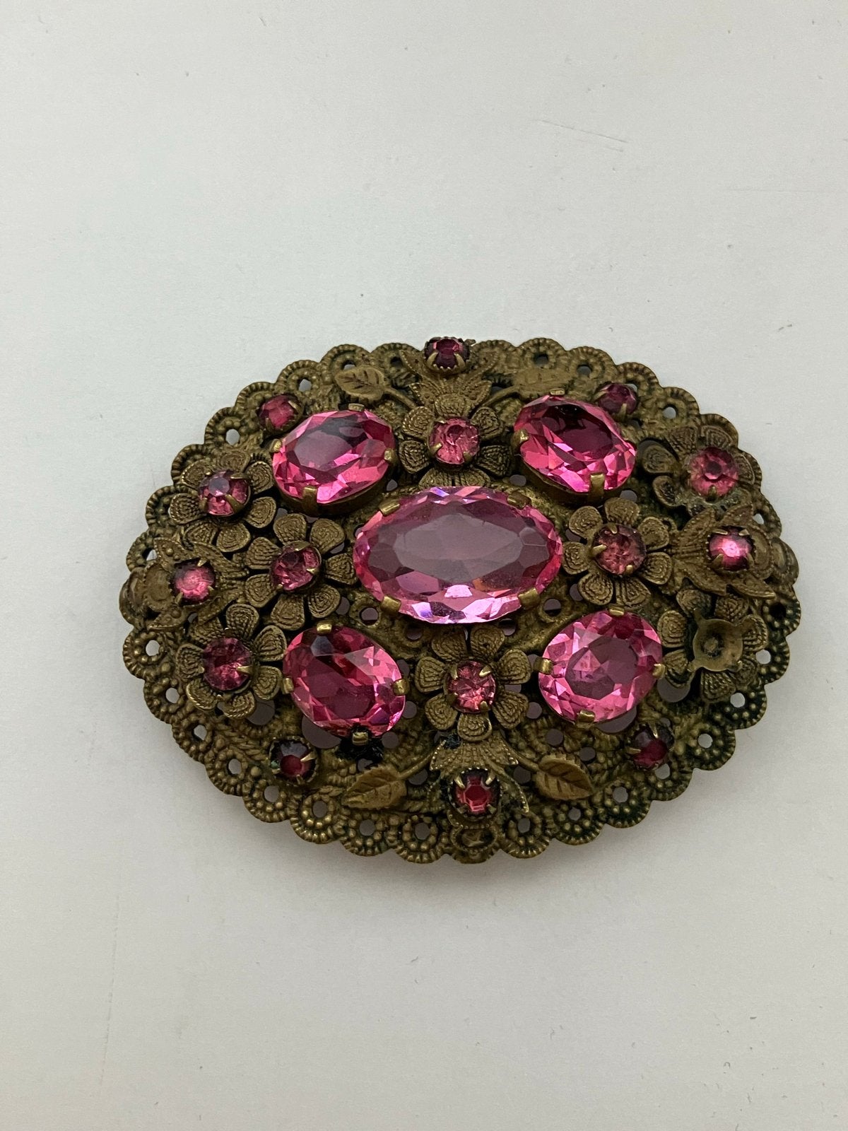Vintage Neiger - stijl Art Deco filigrein Broche, Overige materialen, 4 tot 7 cm, Gebruikt, Paars