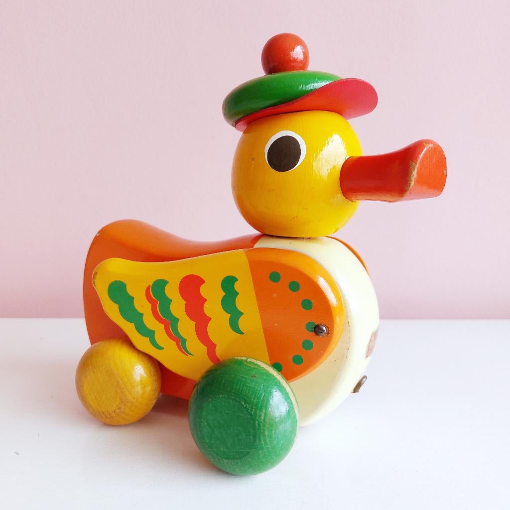 Vintage houten trekeend, Walter West Germany, Ophalen of Verzenden