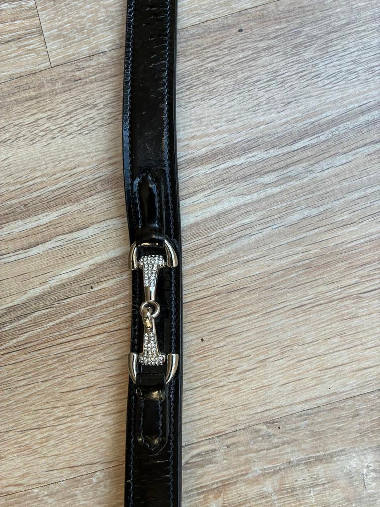 Leren riem met strass gespen, Minder dan 3 cm, Tailleriem, Ophalen of Verzenden, Echt leder