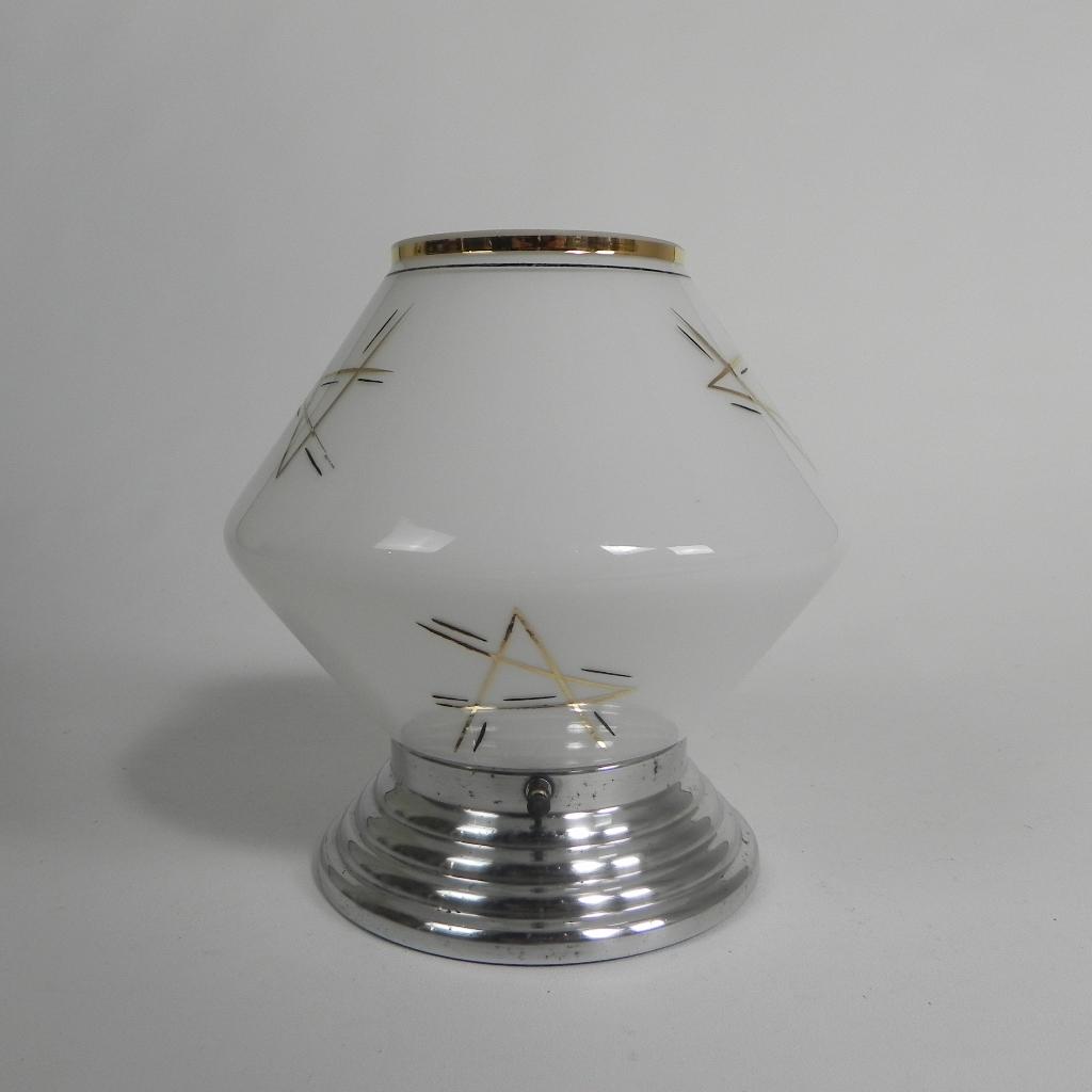 Art Deco plafondlamp met glazen kap met goud, jaren 30, Antiek en Kunst, Ophalen of Verzenden