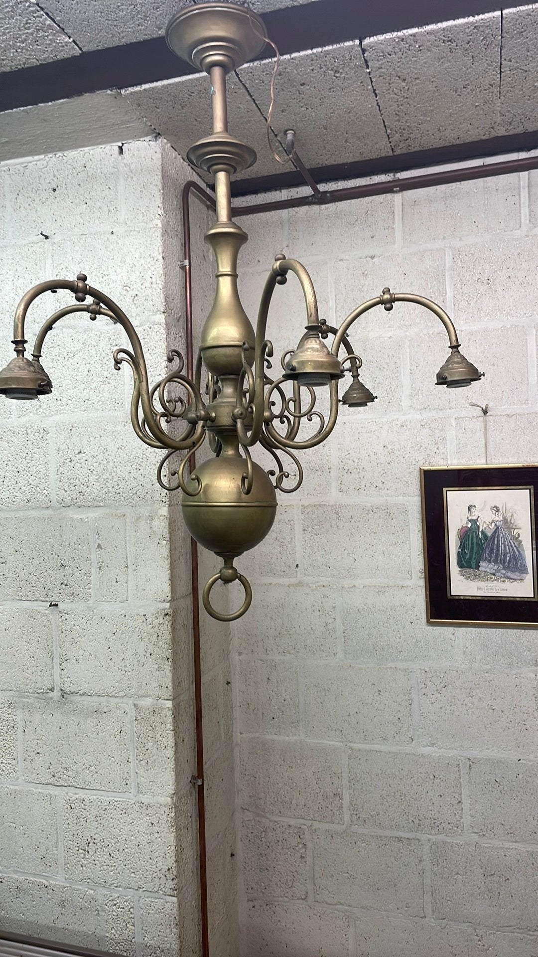 Koperen hanglamp antiek, Ophalen