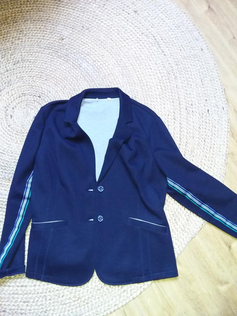 Blauwe blazer met strepen op de mouwen, Blauw, Maat 46/48 (XL) of groter, Ophalen of Verzenden, Zo goed als nieuw