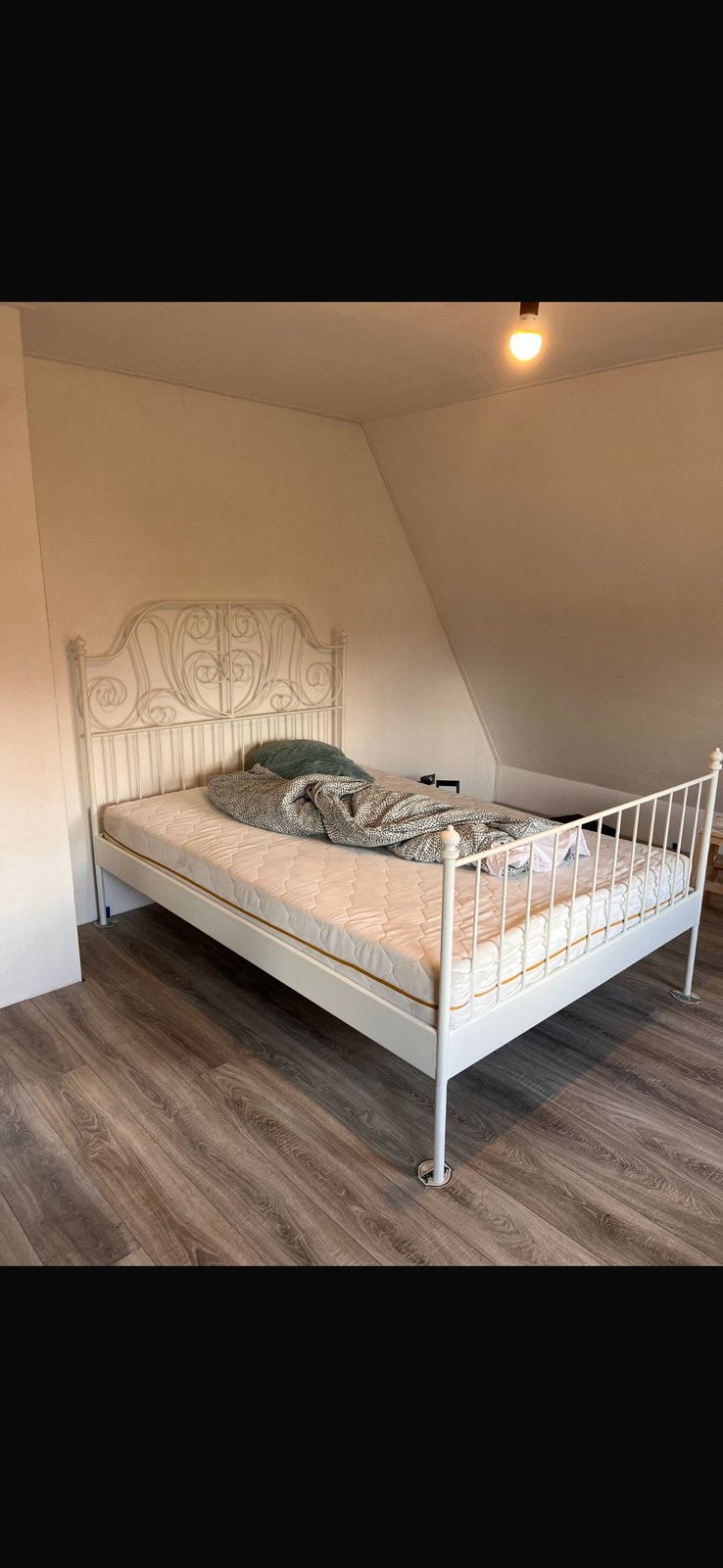 IKEA Leirvik bed, Ophalen, Eenpersoons, Wit, 140 cm