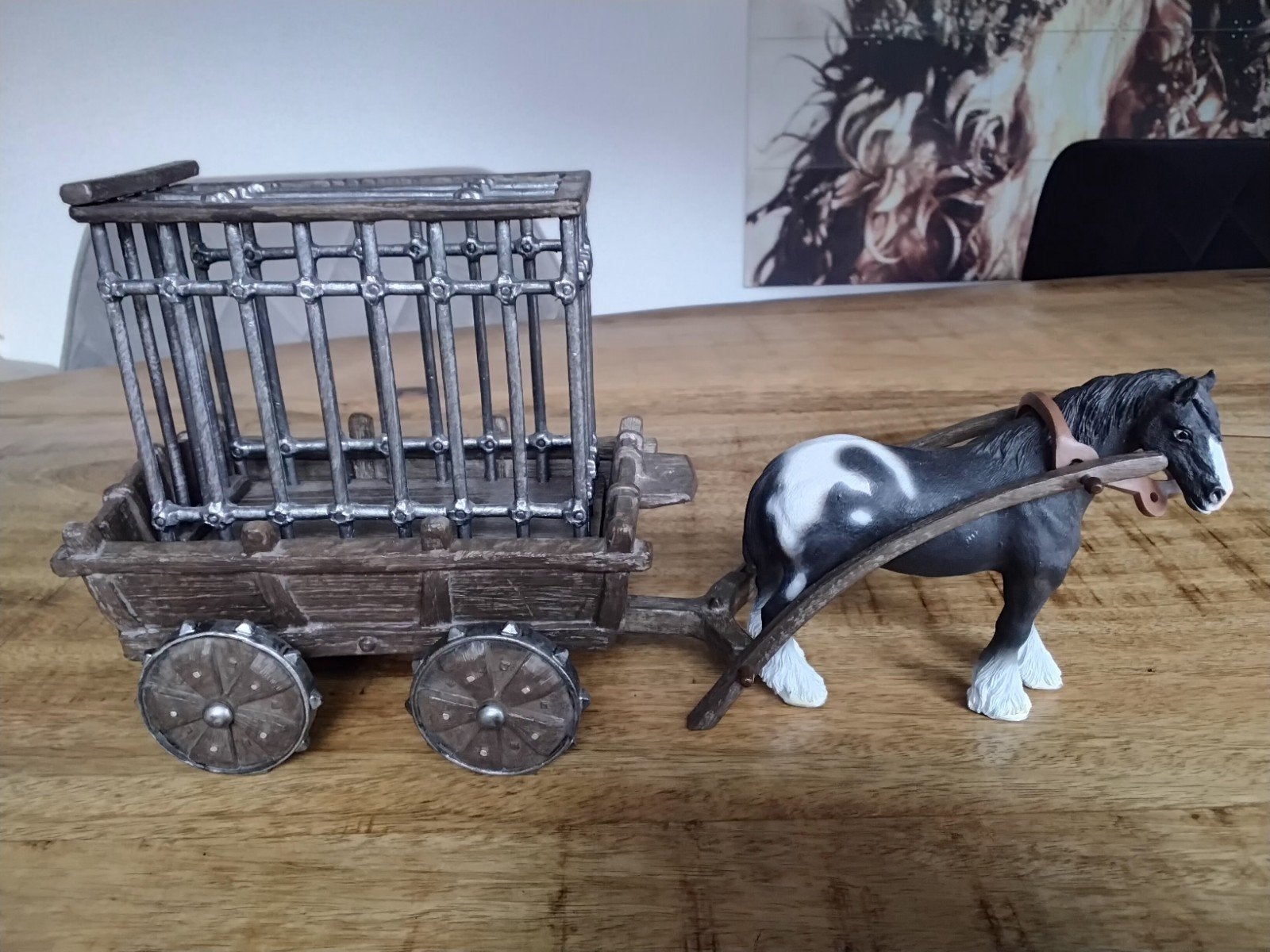 Schleich middeleeuwse gevangenenkar met paard. Zeldzaam., Ophalen of Verzenden, Zo goed als nieuw