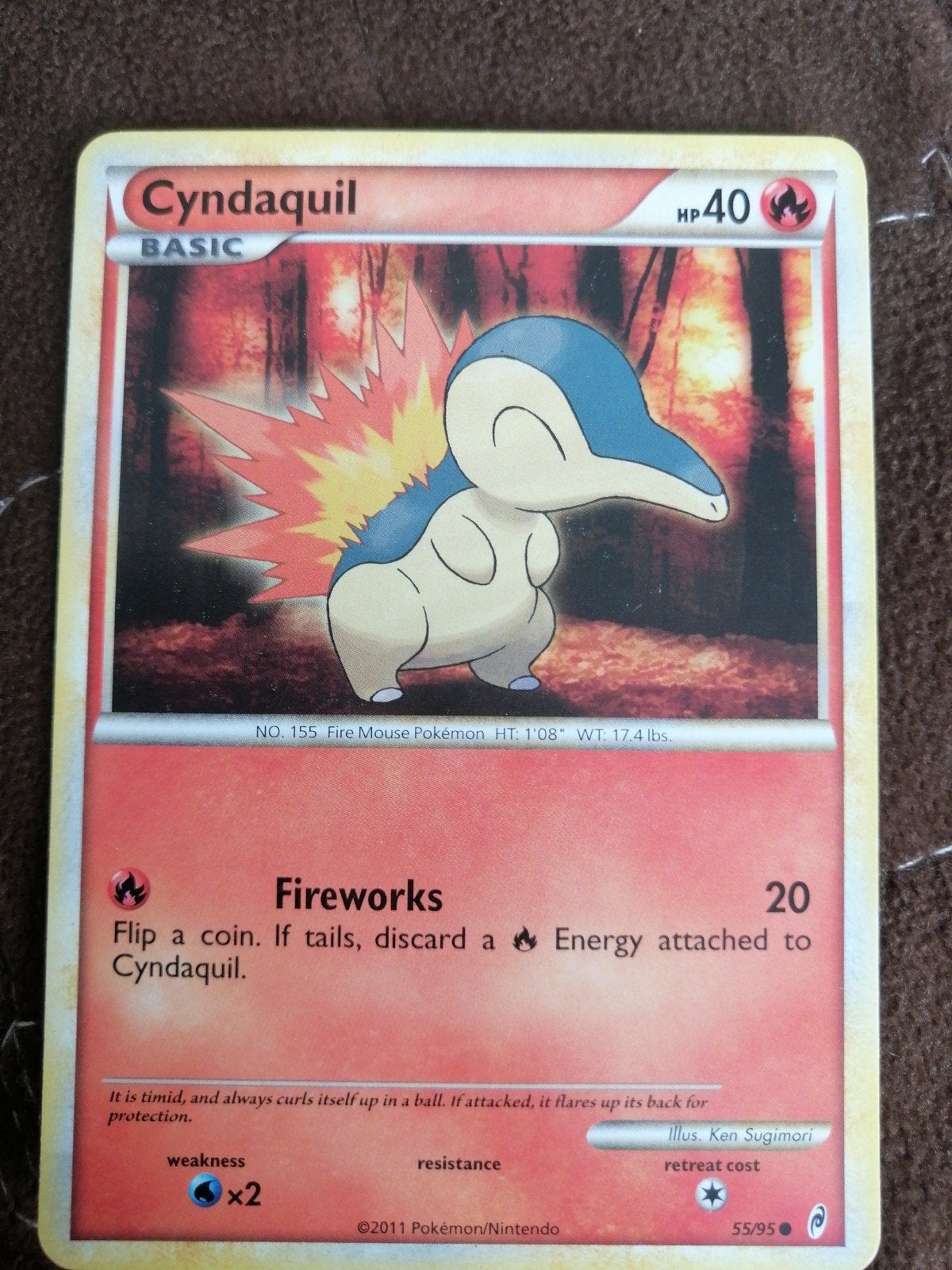 Pokémon Kaart Cyndaquil HP40 (55/95) - Zo goed als nieuw, Ophalen of Verzenden, Zo goed als nieuw, Losse kaart