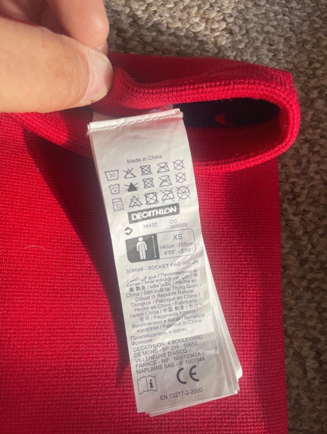 Decathlon Scheenbeschermers Rood Maat XS, Ophalen, Gebruikt