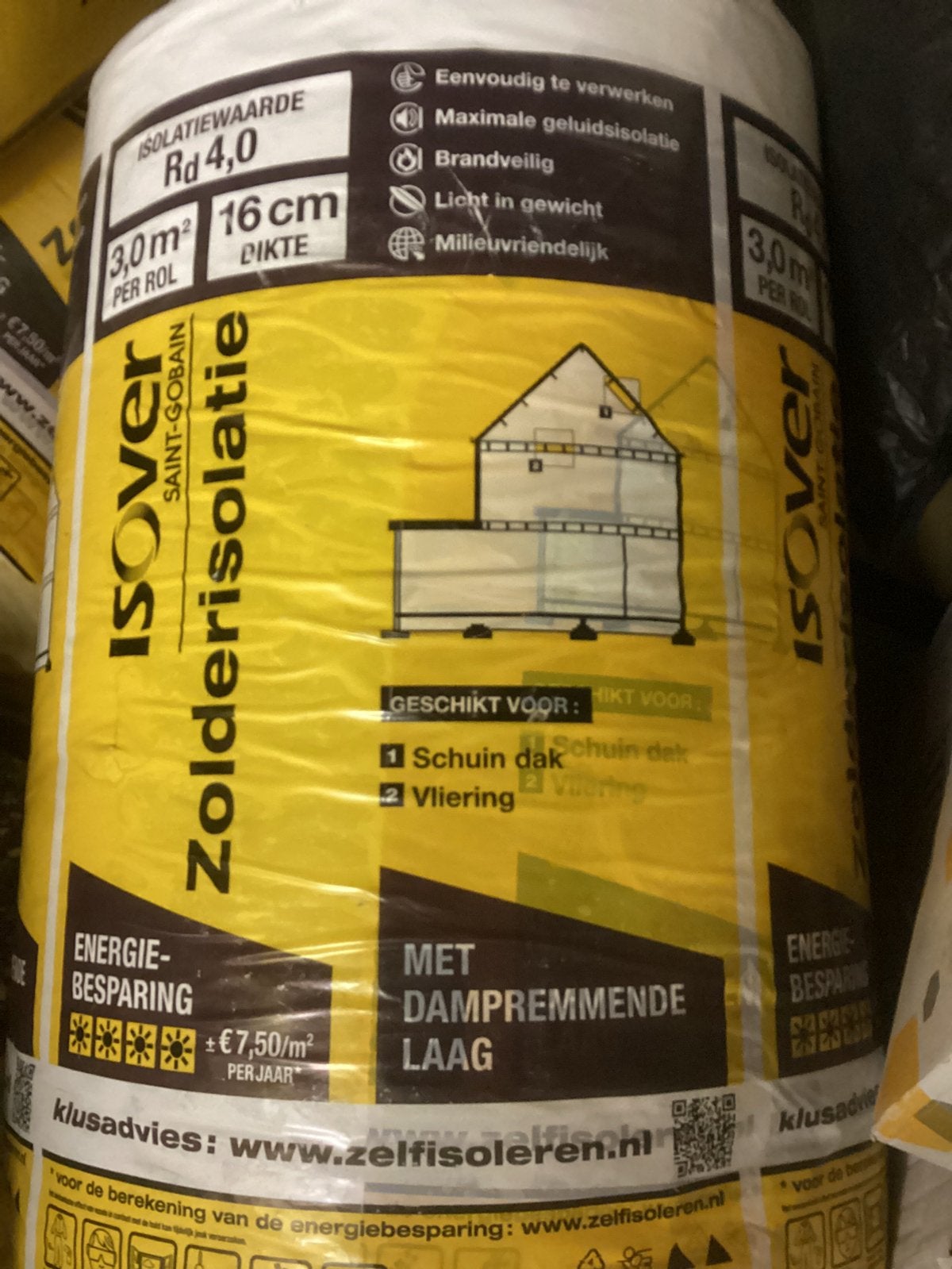 ISOVER Isolatie glaswol. 4 Dekens., Doe-het-zelf en Verbouw, Isolatie en Afdichting, 12 cm of meer, Nieuw, Minder dan 5 m², Glaswol