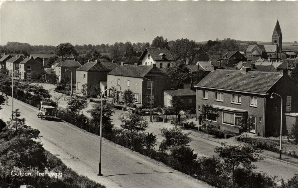 Gulpen, Ireneweg - melkwagen - 1956? gelopen, Verzamelen, Ophalen of Verzenden, 1940 tot 1960, Gelopen, Limburg