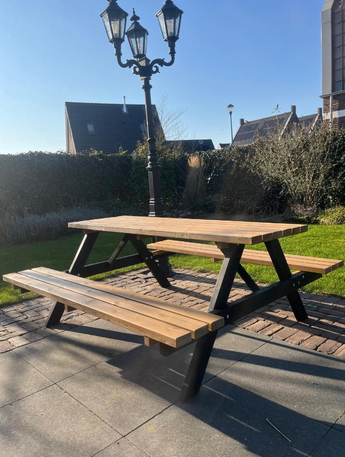 Zwarte/Bruine Picknicktafels - Gloednieuw en Geïmpregneerd, Tuin en Terras, Picknicktafels, Nieuw, Ophalen of Verzenden, Inklapbaar