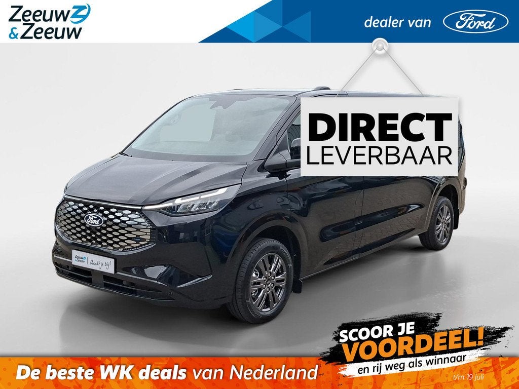 Ford E-Transit Custom 340 L2H1 Limited 71 kWh | Direct lever, Automaat, 12 maanden, 71 kWh, Zwart