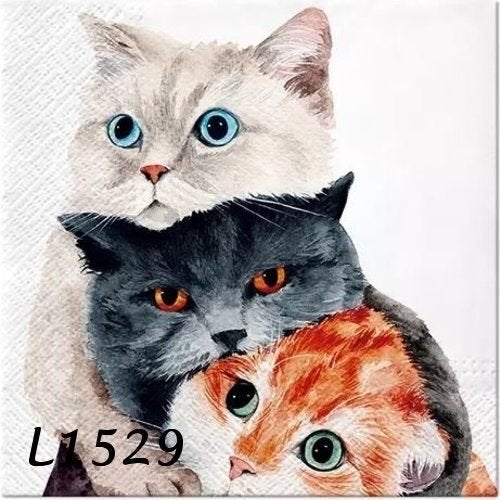 Servetten decoupage/bullet journal - katten L1529, Verzenden, Nieuw