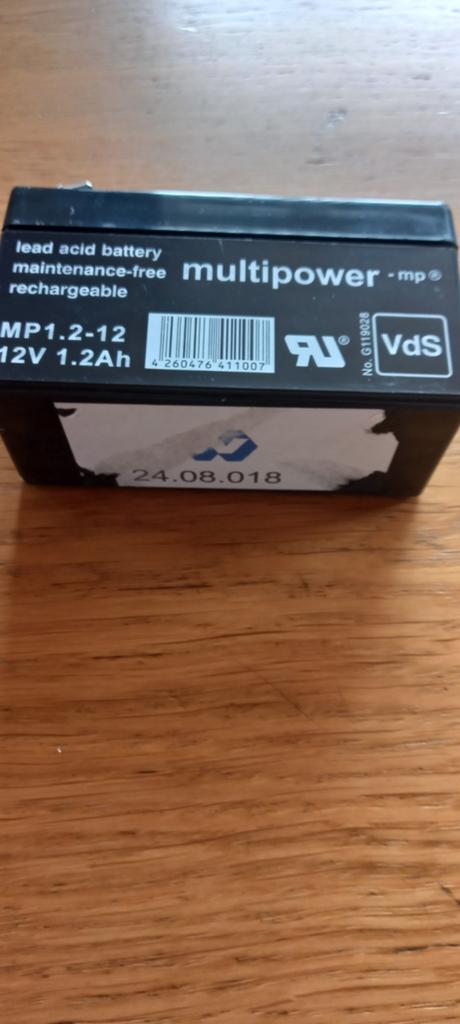 Multipower MP1.2-12 Loodaccu 12V 1.2Ah, Ophalen, Gebruikt, Oplaadbaar