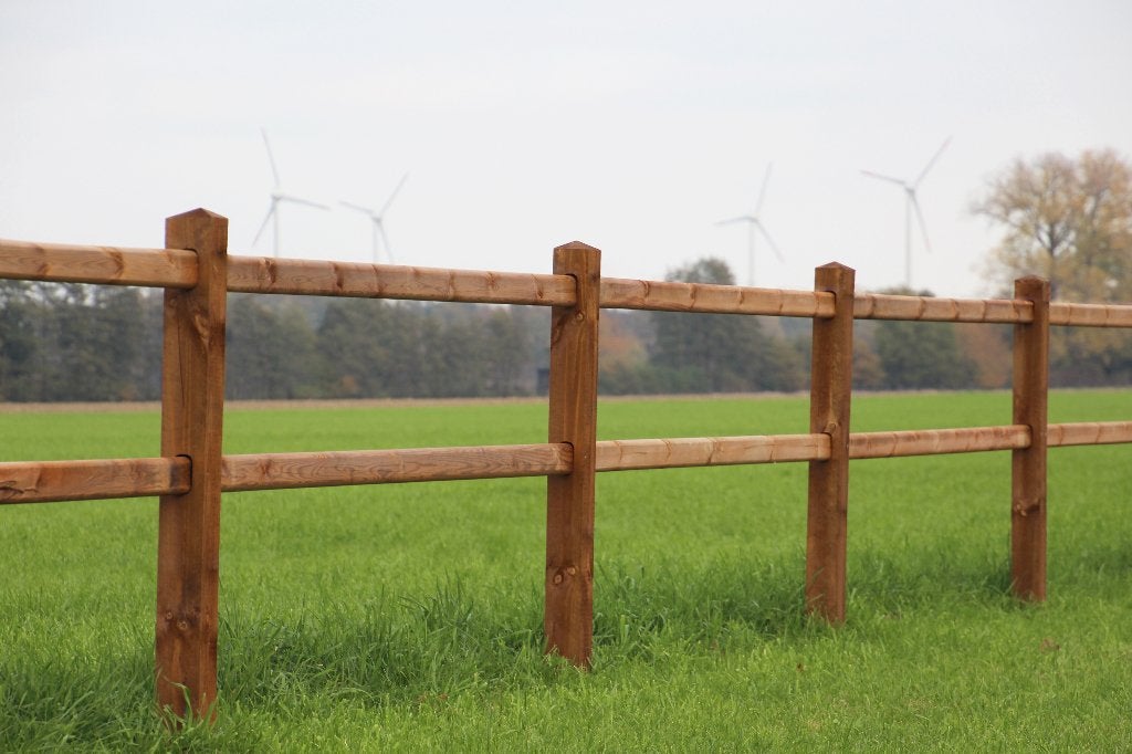 22. Omheining | houten omheining | doorsteek omheining, Weidegang, 4 paarden of pony's of meer