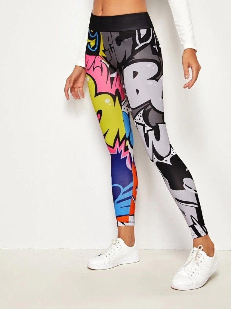 Sportlegging Fitness Yoga  Cartoon Print L, Ophalen of Verzenden, Gebruikt, Overig