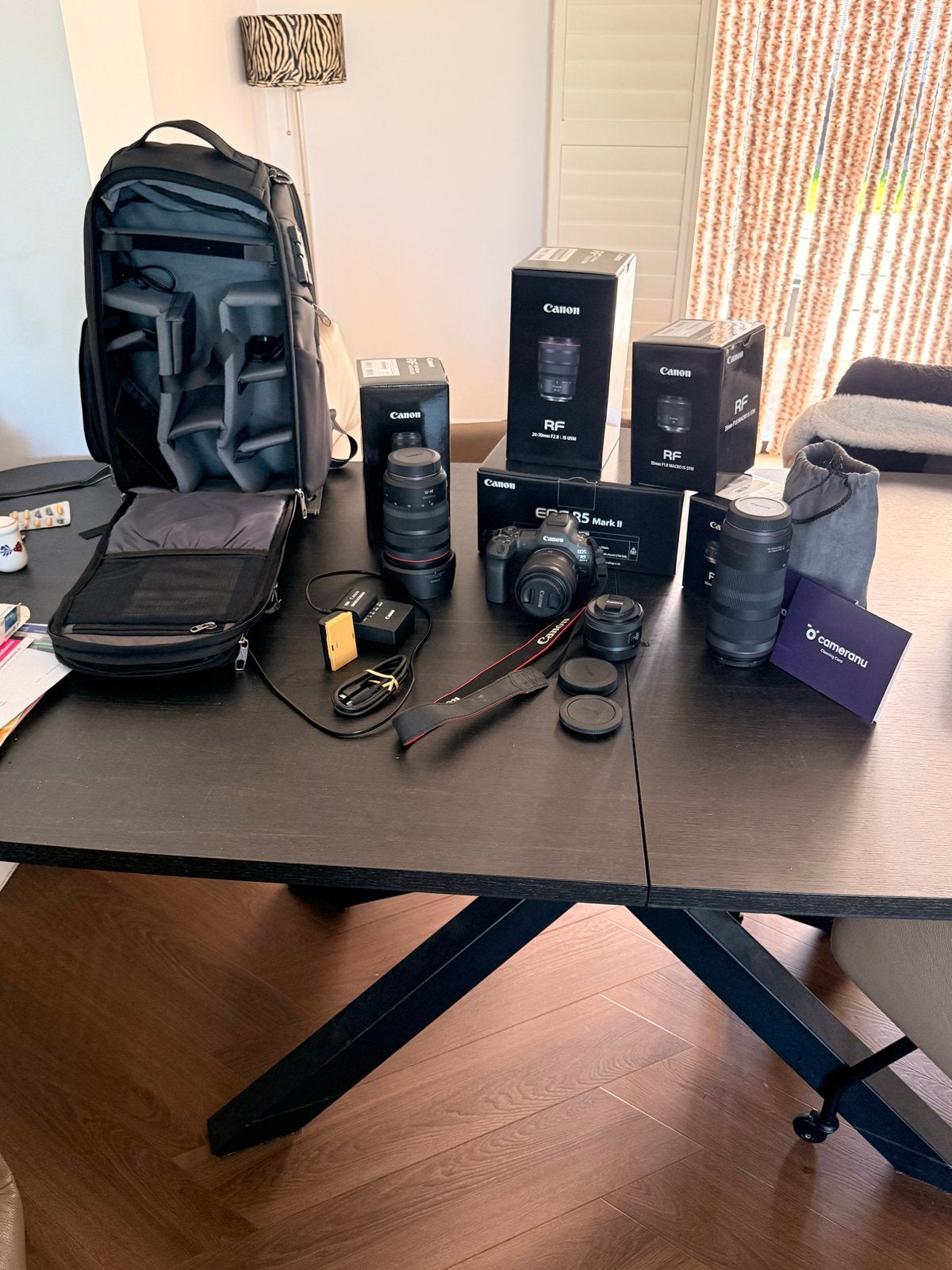 Canon EOS R5 Mark II met 4 RF lenzen en accessoires, Ophalen, Canon, Nieuw, Screenprotector
