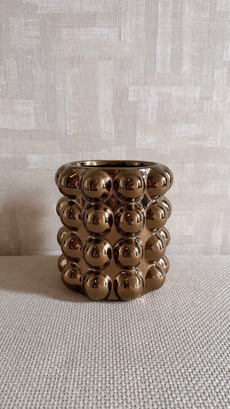 Bubbel vaas brons, Huis en Inrichting, Woonaccessoires | Vazen, Ophalen, Zo goed als nieuw, Bruin