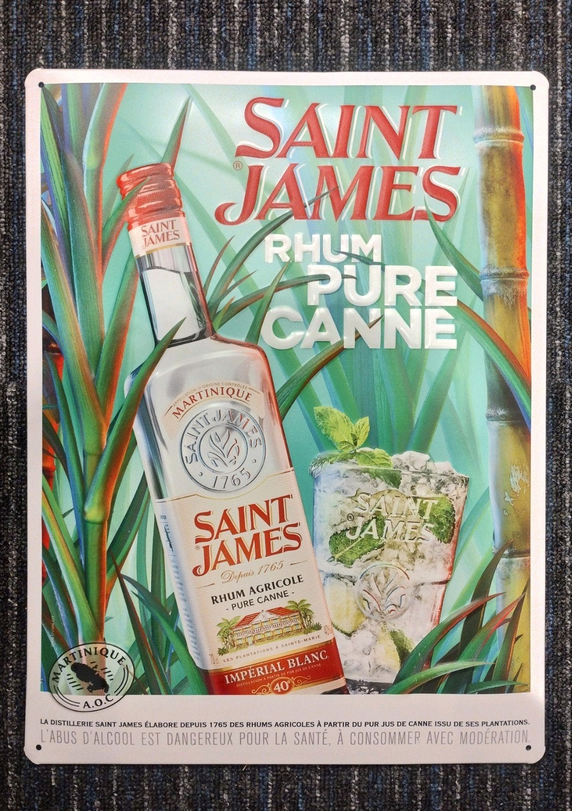 Saint James rum reclamebord, Ophalen of Verzenden, Nieuw, Reclamebord