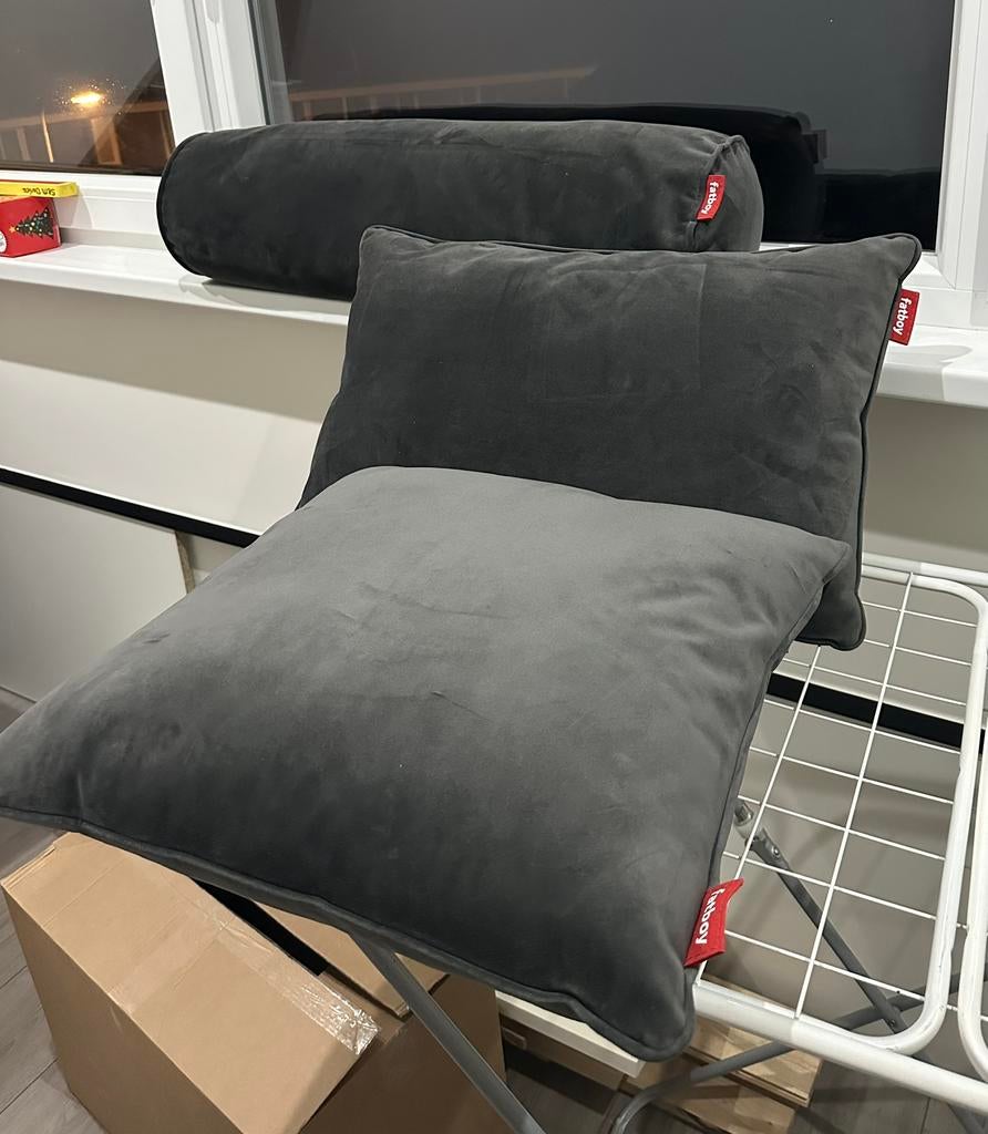Fatboy velvet 3 kussens grijs, Huis en Inrichting, Woonaccessoires | Kussens, Ophalen of Verzenden, Zo goed als nieuw, Grijs, Vierkant