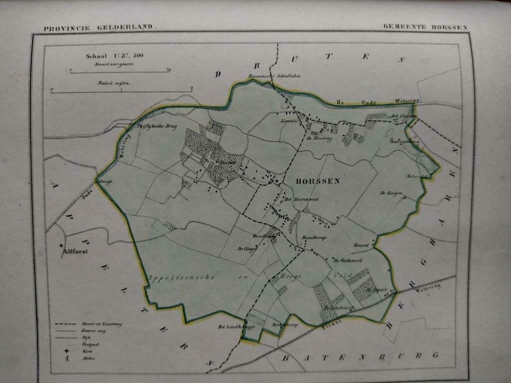 107 / Horssen  / Altforst  Litho 1867 Kuyper  GLD, Antiek en Kunst, Ophalen of Verzenden
