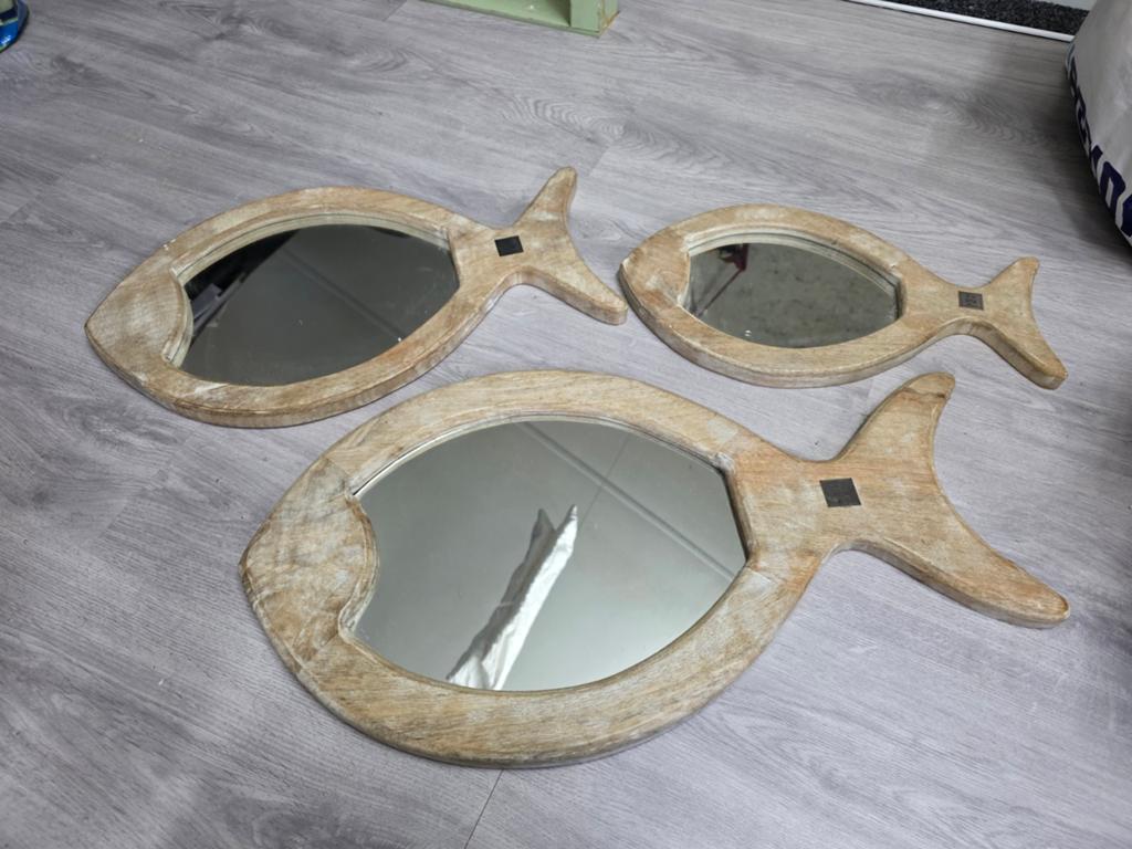 Riviera maison vis spiegels, Minder dan 50 cm, Rond, Ophalen of Verzenden, Zo goed als nieuw