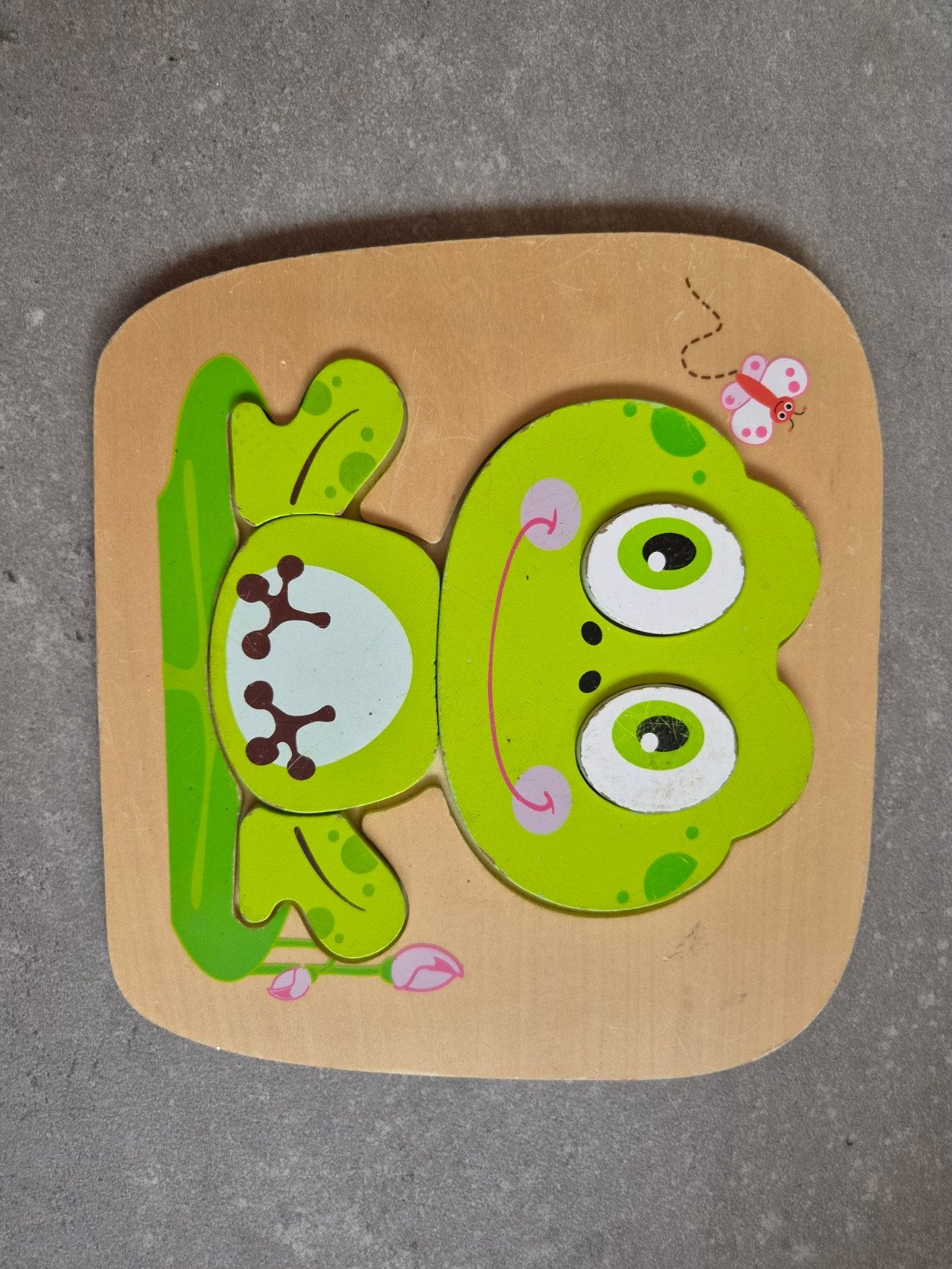 Houten kikker puzzel voor kinderen, 2 tot 4 jaar, Gebruikt, Ophalen of Verzenden, Van hout