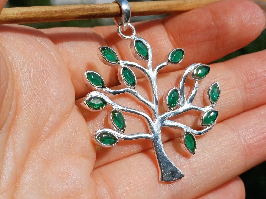 Vanoli 925 zilver kettinghanger boom levensboom groene agaat, Daiva1973@hotmail.com, Vanoli, Amsterdam, Nieuw