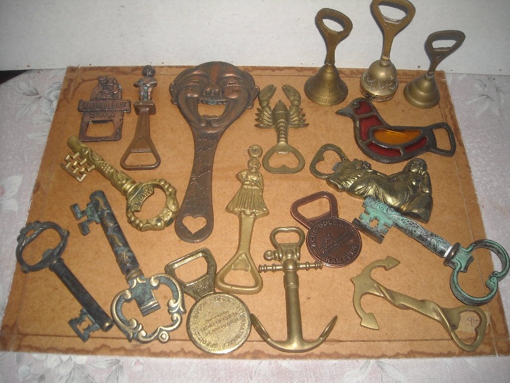 curiosa koperen flesopeners, Ophalen, Brons