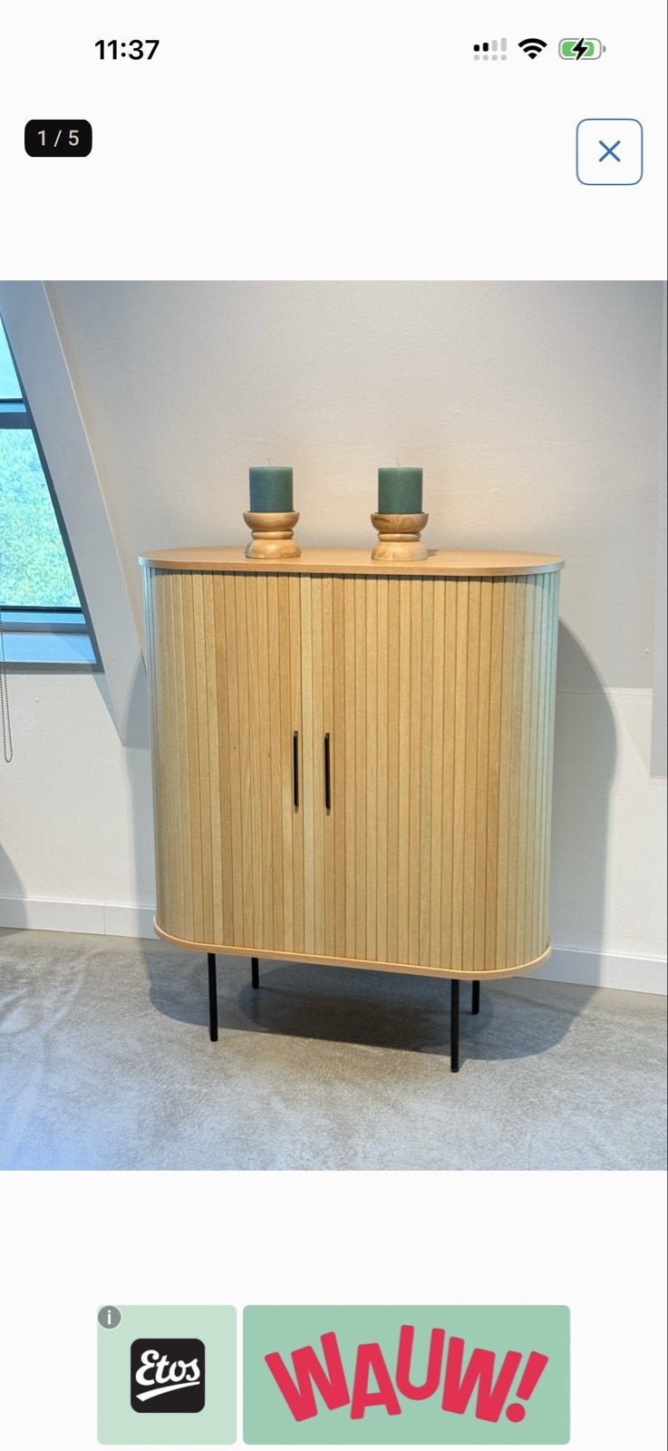 Nieuwe houten kast met roldeuren - 118x100 cm, 100 tot 150 cm, Ophalen of Verzenden, 25 tot 50 cm, Overige houtsoorten
