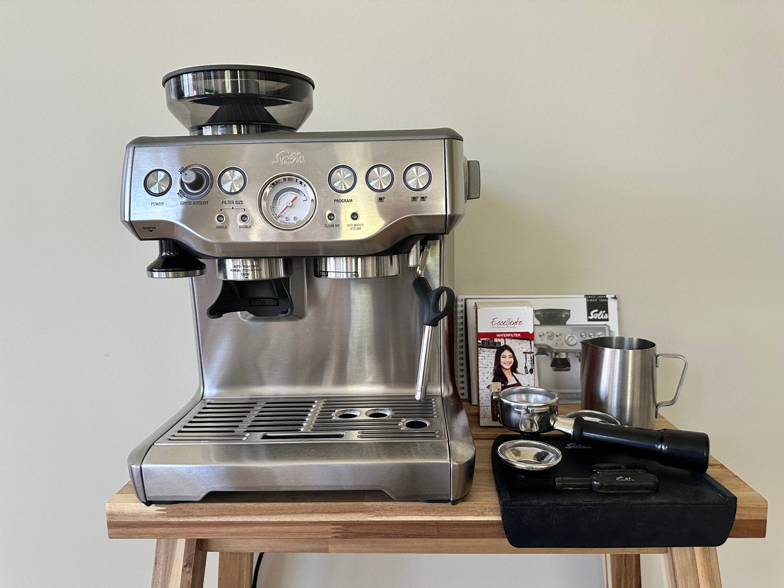 Solis /sage Grind Infuse Pro 115A - volledig RVS, Ophalen, Espresso apparaat, Refurbished, Afneembaar waterreservoir