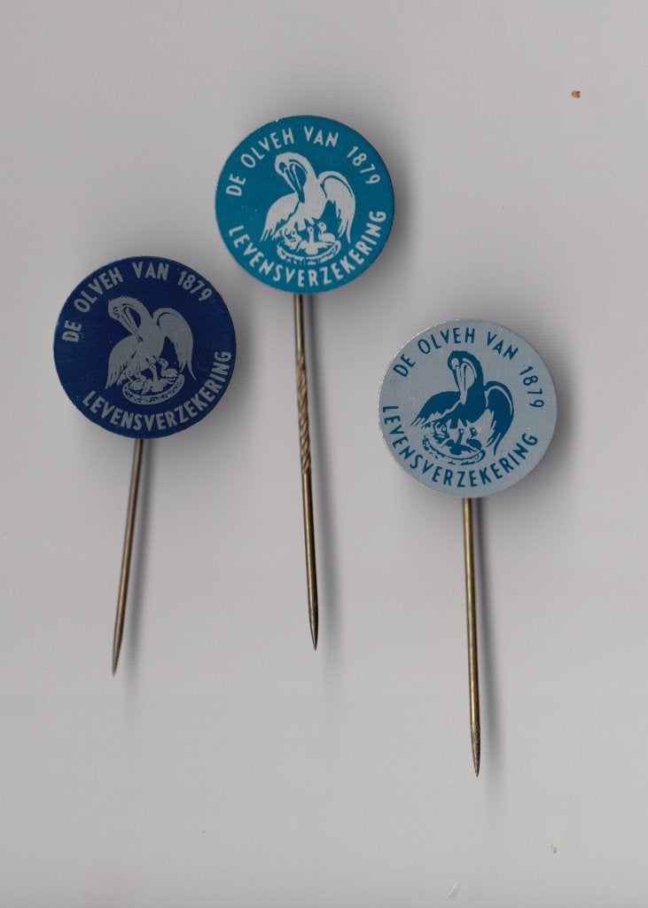 De Olveh van 1879 Levensverzekering speldjes, Gebruikt, Niet vindbaar, Niet vindbaar, Speldje of Pin