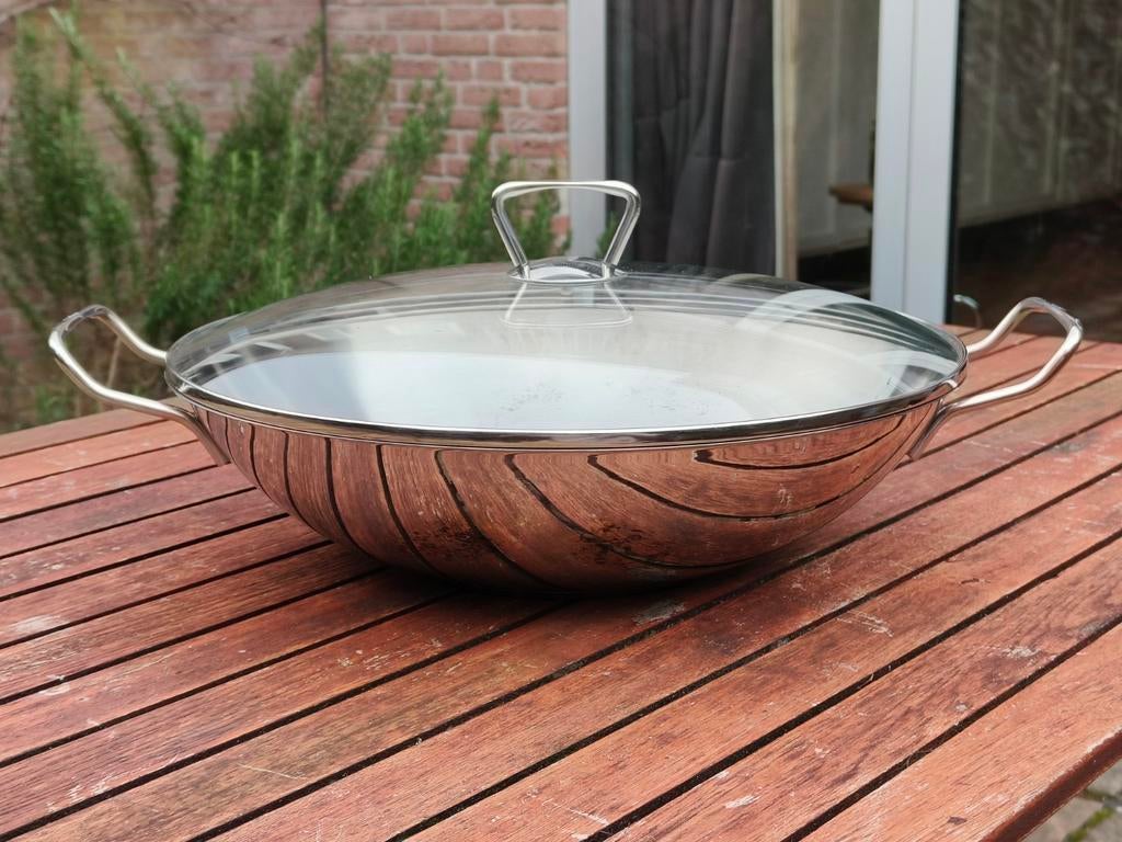 Fissler Wokpan 36 cm RVS, Ophalen, Gebruikt, Rvs, Wok