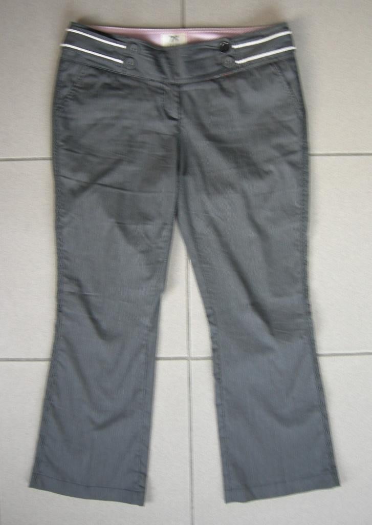 Lange grijze krijtstreep broek van Dept. Maat: XL valt als L, Kleding | Dames, Maat 46/48 (XL) of groter, Ophalen of Verzenden