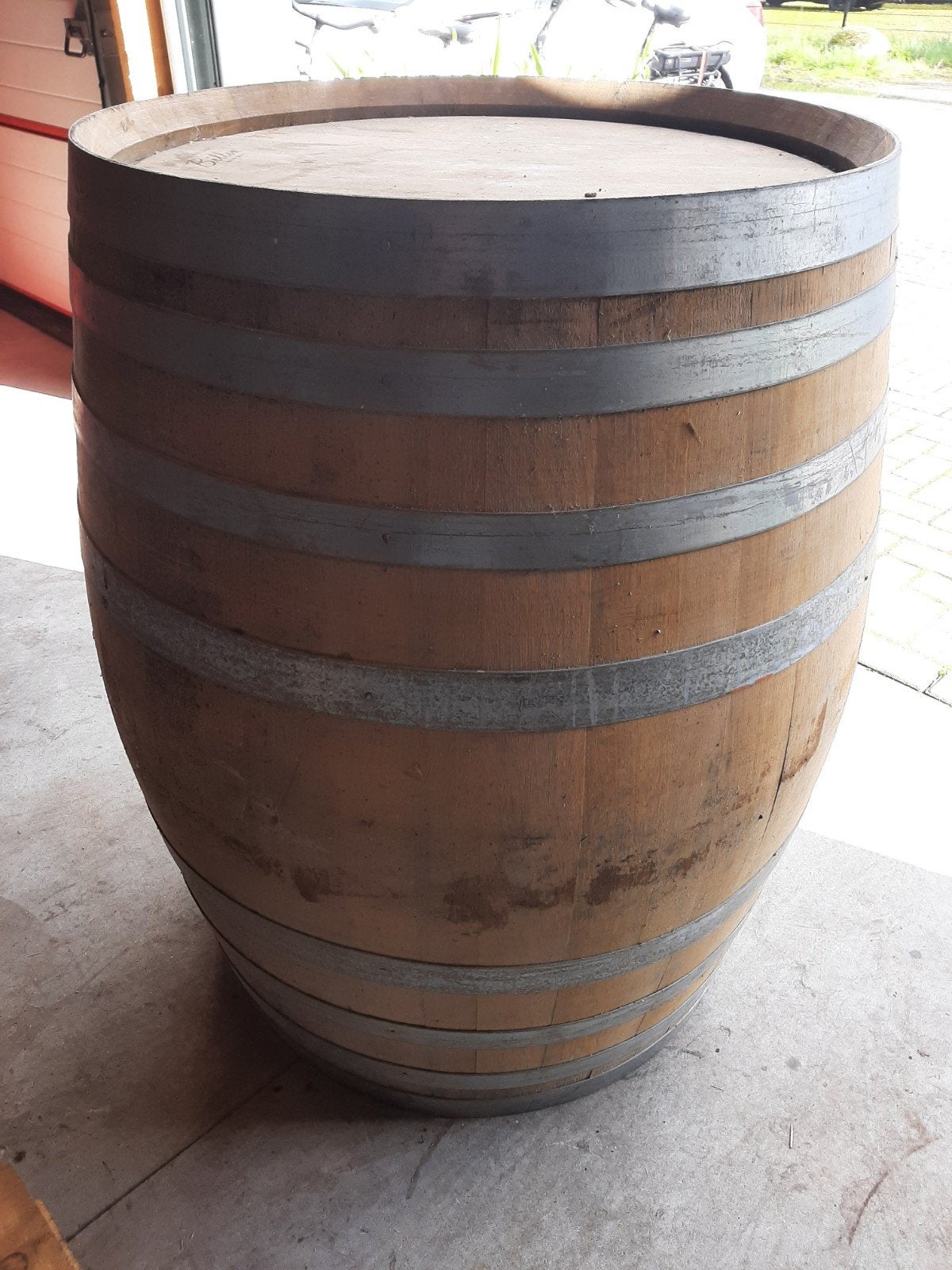 1x eiken wijnvat 350 liter , regenton ijsbad ton, Tuin en Terras, Regentonnen, 150 liter of meer, Ophalen, Zo goed als nieuw, Hout