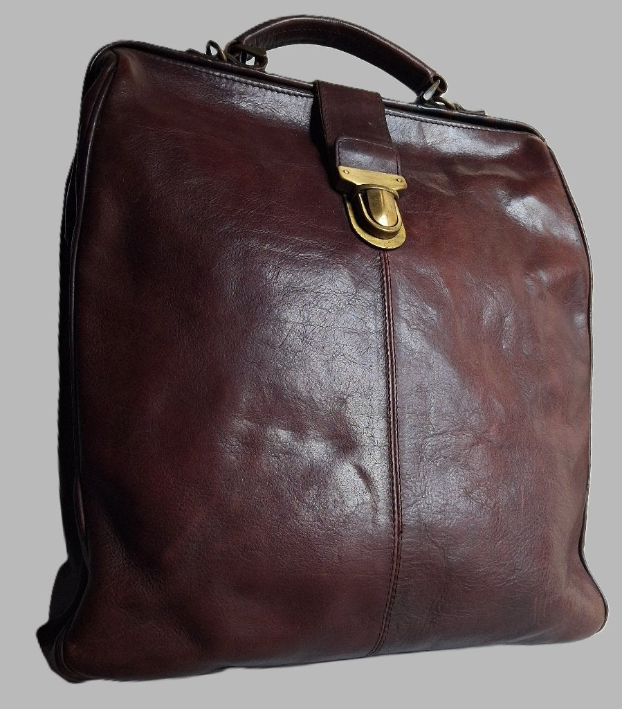 Vintage dokters-tas Bijenkorf Collection '90 Retro Leer TOP!, Sieraden, Tassen en Uiterlijk, 30 cm of meer, Gebruikt, Bruin, Minder dan 40 cm