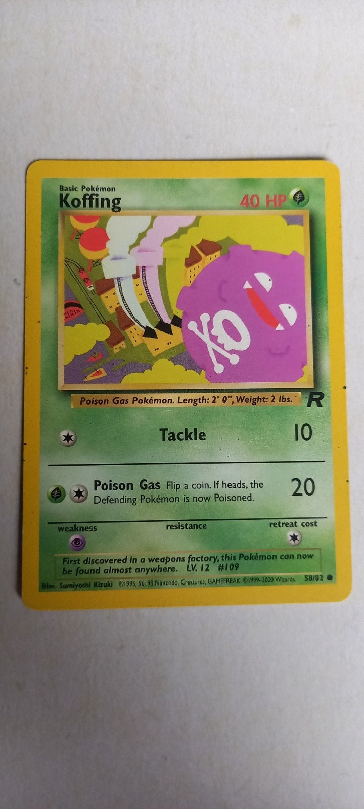 Pokémon Kaart Koffing 58/82 (1999-2000 Wizards), Ophalen of Verzenden, Gebruikt, Losse kaart