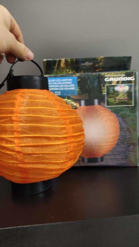 Grundig solar oranje lampion. Nieuwstaat, Tuin en Terras, Buitenverlichting, Zonne-energie, Kunststof, Minder dan 50 watt, Nieuw