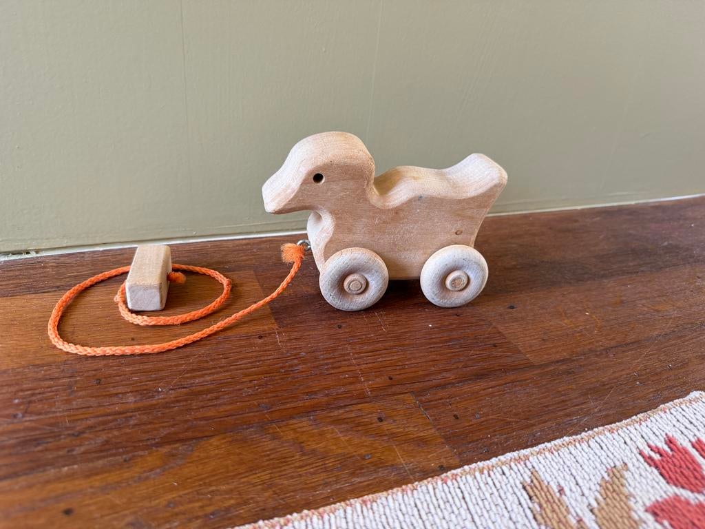 Houten eendje trekspeelgoed, Kinderen en Baby's, Ophalen of Verzenden, Zo goed als nieuw, Duw- of Trekspeelgoed