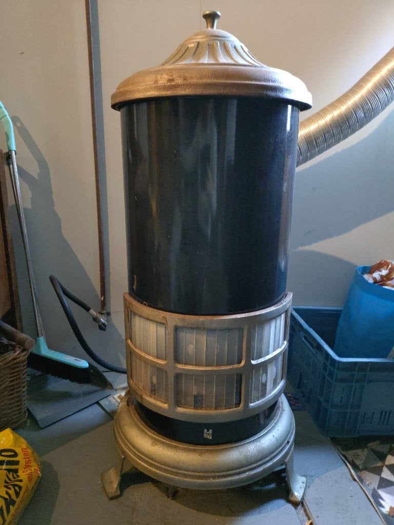 ijzeren vintage gaskachel met gietijzeren deks, Ophalen, Gebruikt, Gas, Vrijstaand