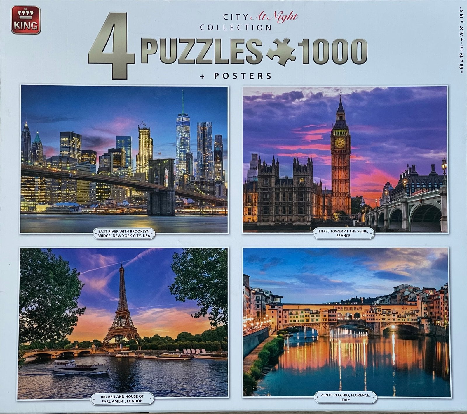 King Legpuzzel 4 x 1000 stukjes - City Collection, Hobby en Vrije tijd, Denksport en Puzzels, Ophalen of Verzenden, 500 t/m 1500 stukjes