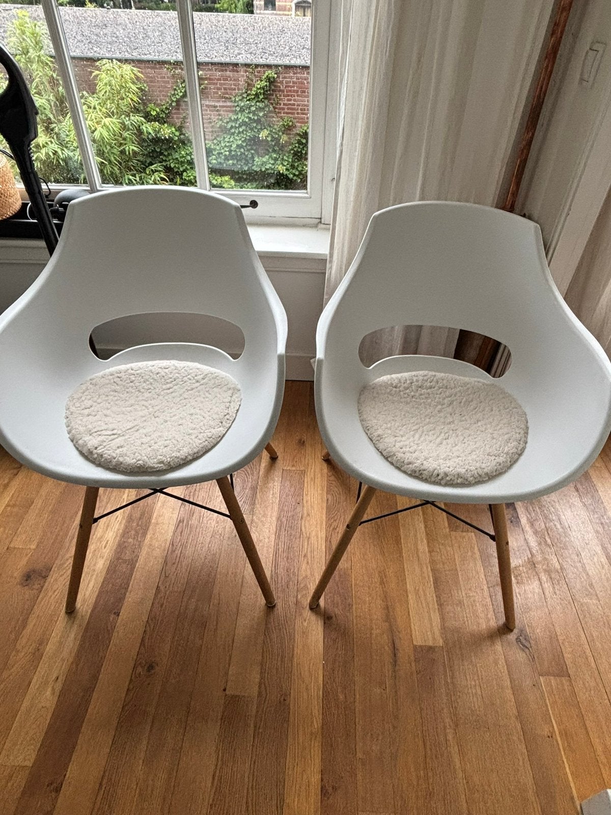 Set 2 eetkamerstoelen wit, Ophalen, Kunststof, Twee, Wit
