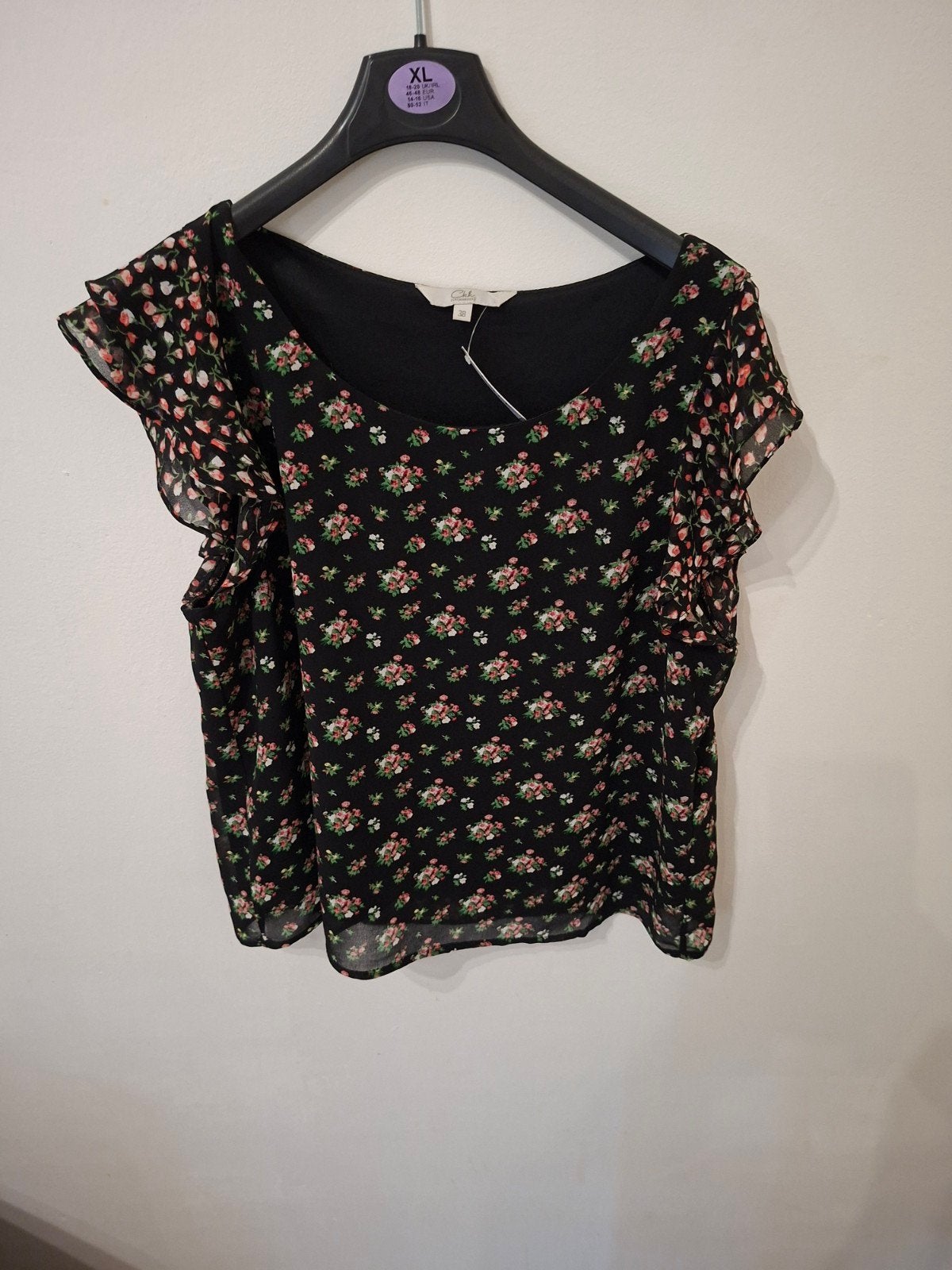 Clockhouse Blouse Maat 38 met Bloemenprint, Maat 38/40 (M), Zwart, Ophalen of Verzenden, Zo goed als nieuw