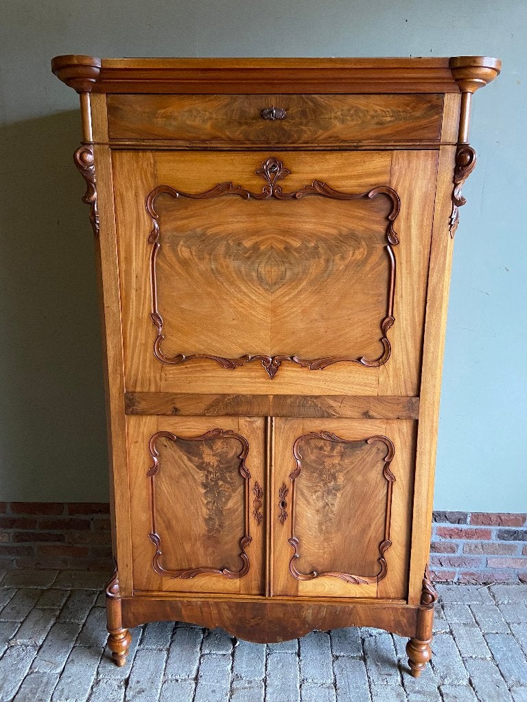 Prachtige antieke mahonie biedermeier klepsecretaire, bureau, Verzenden