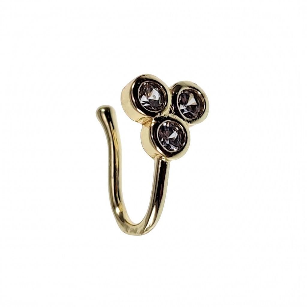 Klem Neuspiercing Gold Plated 3 Ronde Zirkonia Piercing, Staal, Birgitta-Gracht 33, 6465 EL Kerkrade, Nederland, Verzenden, Nieuw