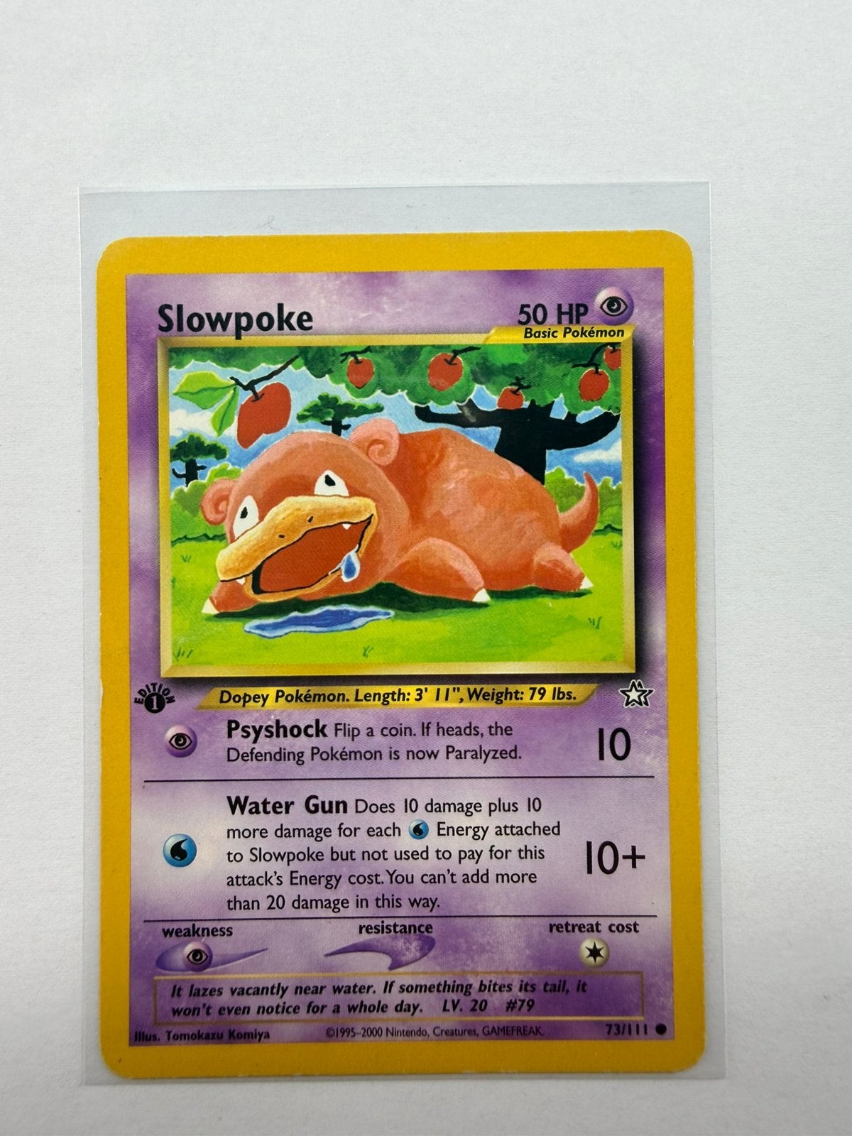 Slowpoke 1st edition pokémon neo genesis, Ophalen of Verzenden, Gebruikt