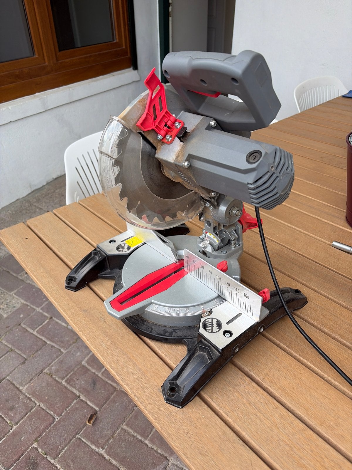 Powerplus Afkortzaag 1650W - POWE50001, Doe-het-zelf en Verbouw, Gereedschap | Zaagmachines, Gebruikt, Verzenden, 70 mm of meer